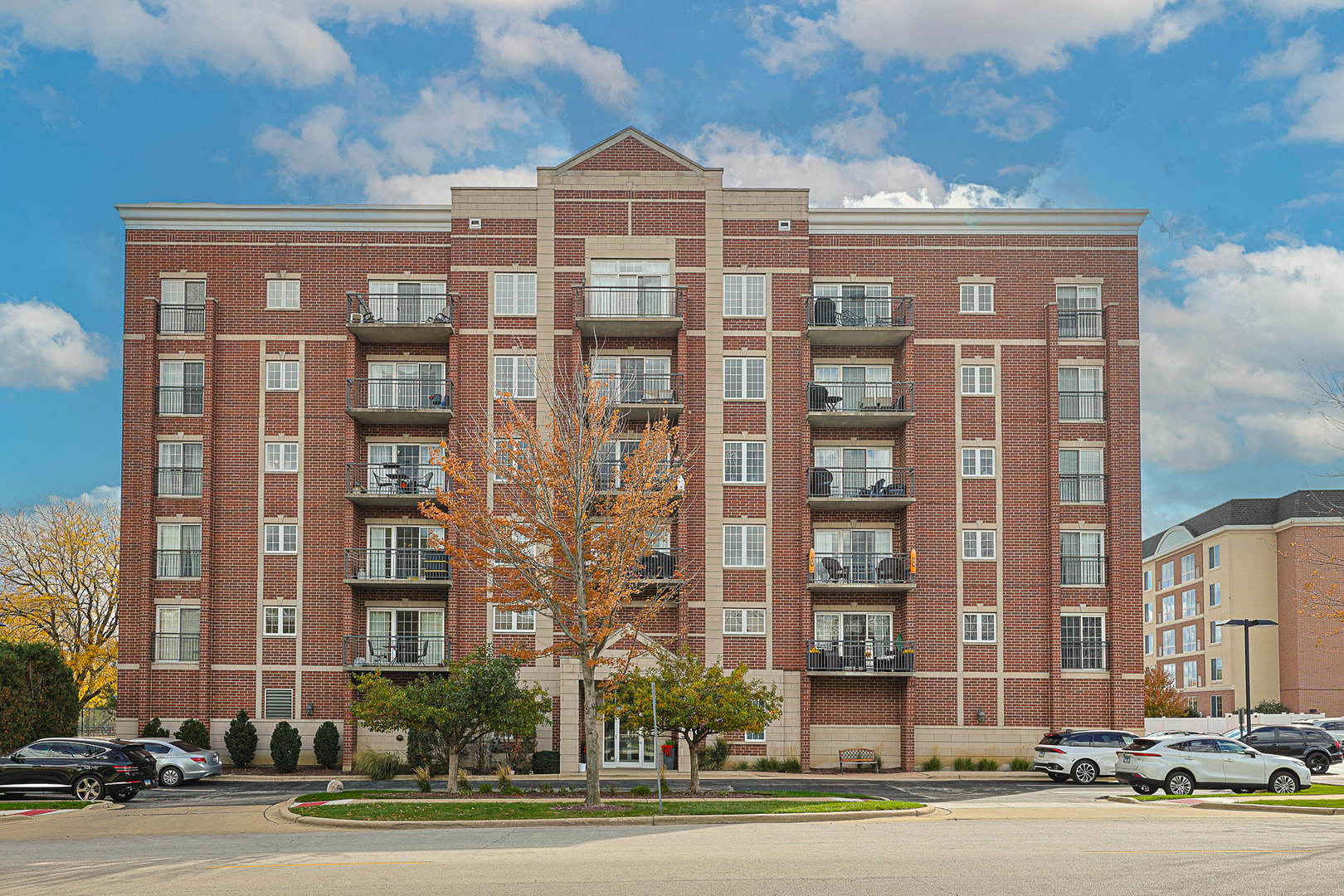 a front view of a building