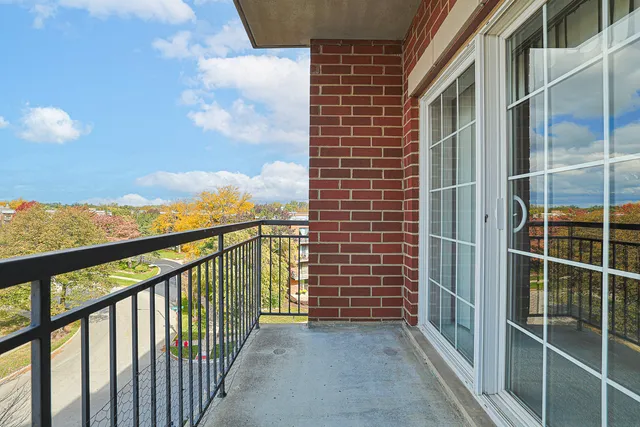 a view of wooden balcony