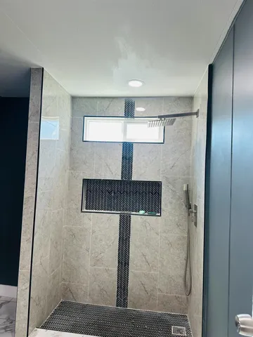 a bathroom with a shower