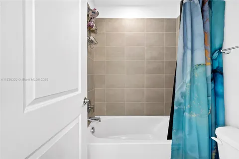 a bathroom with a bathtub