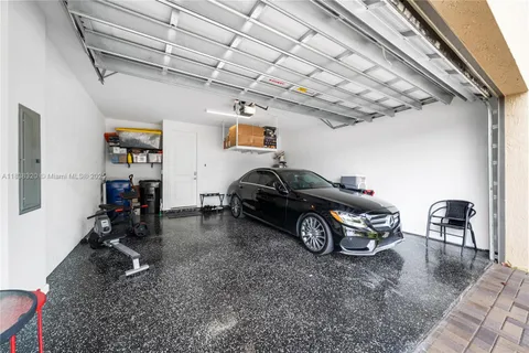 a car parked in a garage