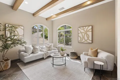 a view of a dining room and livingroom