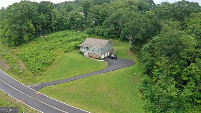 an aerial view of a house