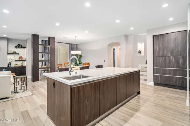 a bedroom with a bed and furniture