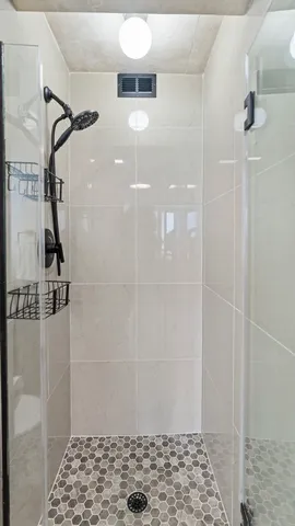 a bathroom with a shower