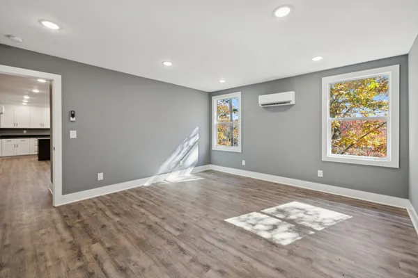 a view of a room with racks on the wall