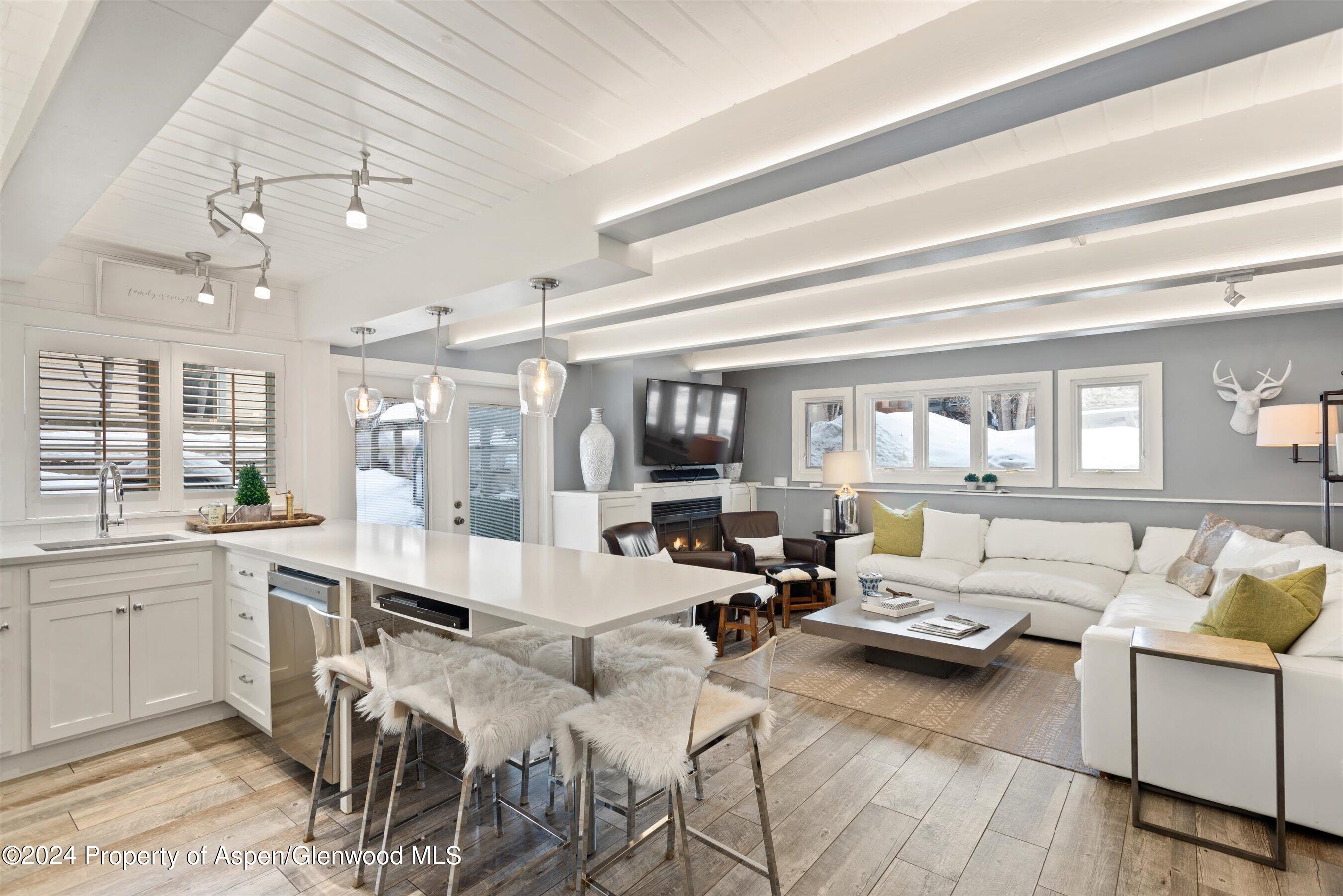 825 East Hopkins Avenue, Unit 1N Aspen, CO 81611 - Photo 9 of 16 a living room with furniture and a large window