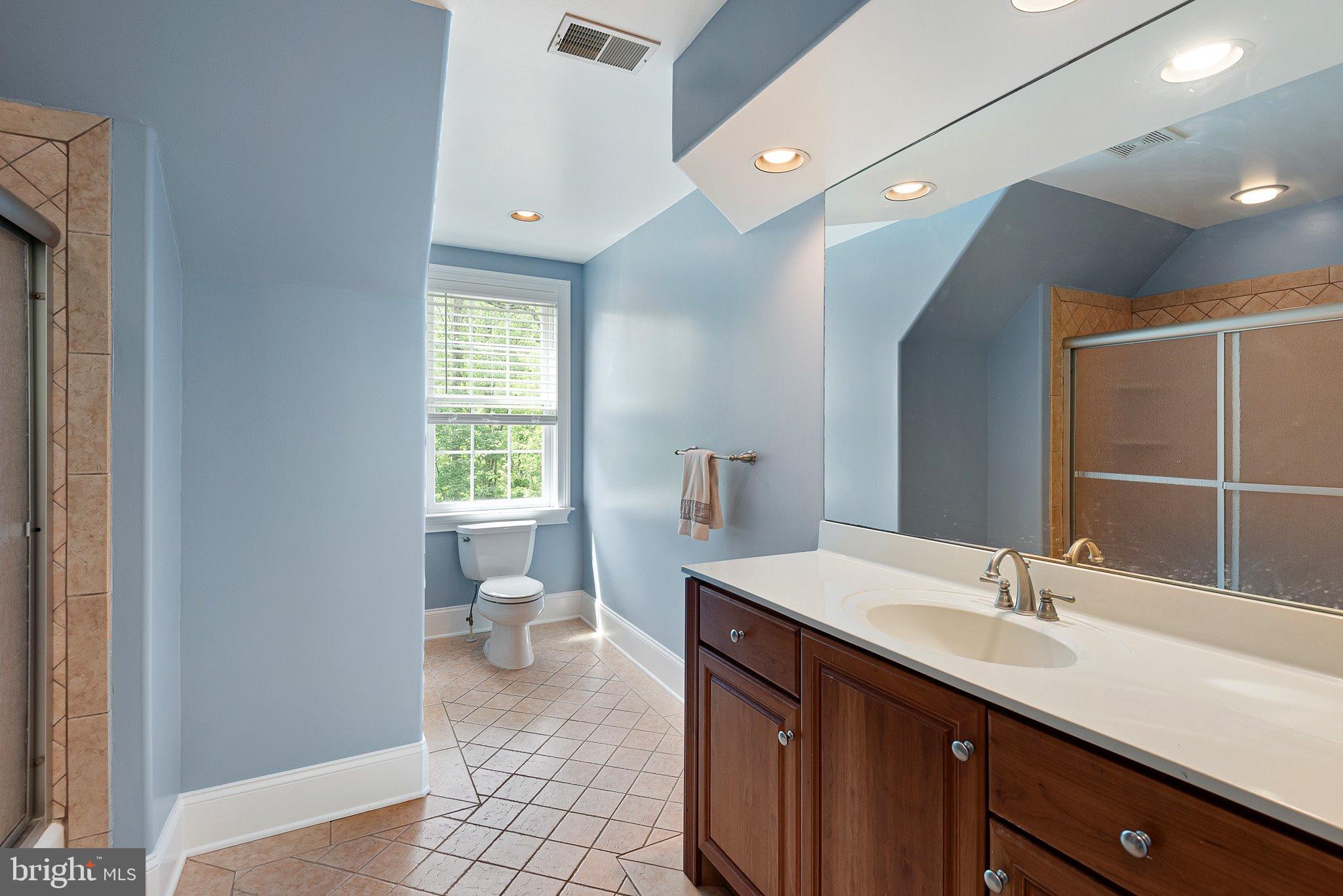 104 Timber Ridge Lane Chadds Ford, PA 19317 - Photo 45 of 65 a bathroom with a sink a toilet and a large mirror
