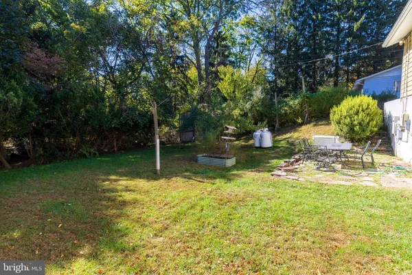 a backyard of a house with lots of green space