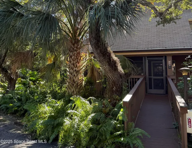 a couple of flower plants in front of building