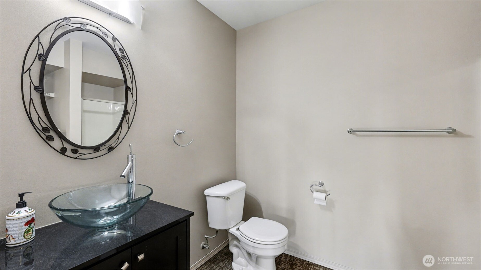 132 76th Place Southwest Everett, WA 98203 - Photo 32 of 36 a bathroom with a granite countertop a sink and a mirror