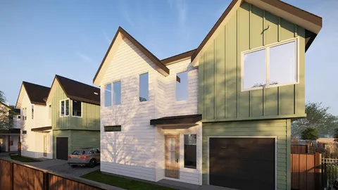 a view of a house with a street