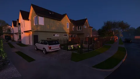 a car parked in front of a house