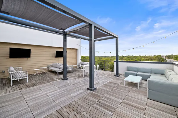 a view of a park with swings