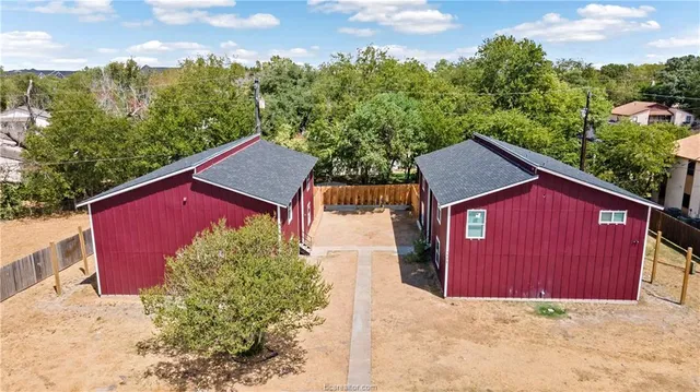 an aerial view of a house