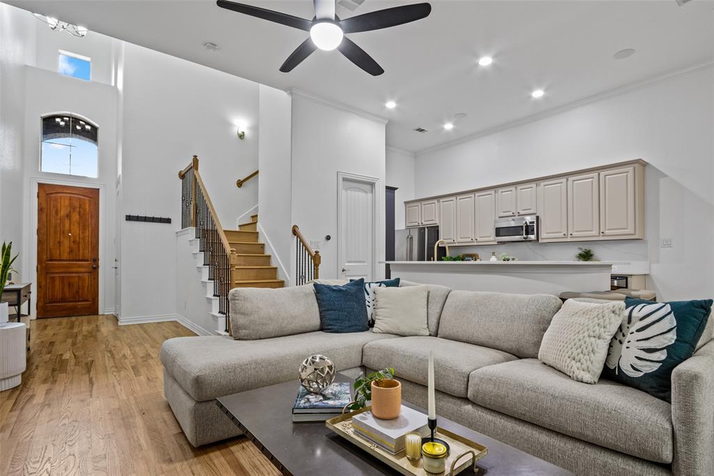2205 Eriksson Lane Dallas, TX 75204 - Photo 3 of 18 a living room with furniture and a ceiling fan