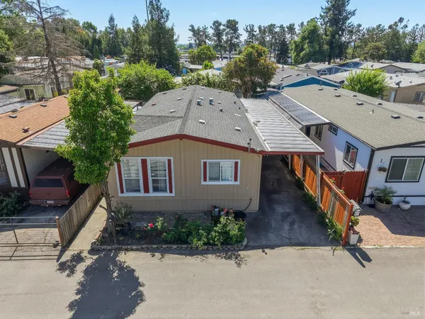 an aerial view of a house