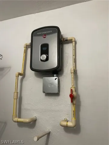 an empty room with sliding door