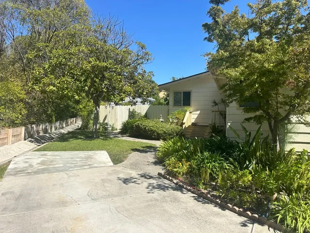 a view of a house with a yard and tree s
