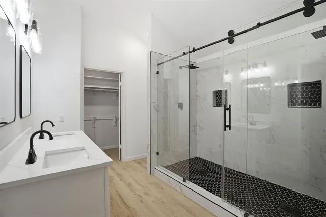 a bathroom with a shower