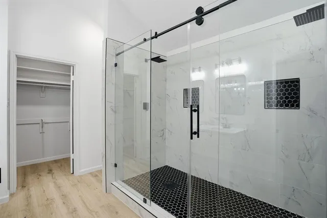 a bathroom with a shower