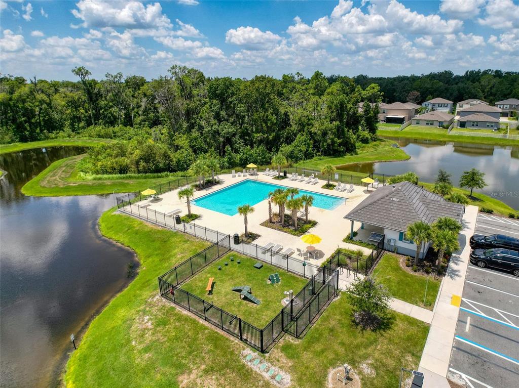 4395 Trotters Way Lakeland, FL 33801 - Photo 65 of 67 an aerial view of a house with a swimming pool a yard and lake view