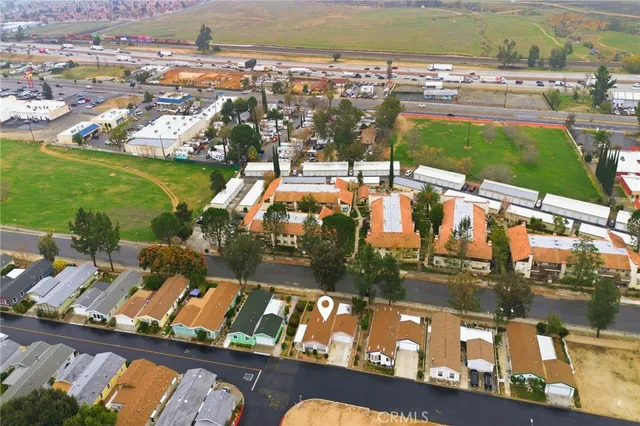 an aerial view of swimming pool
