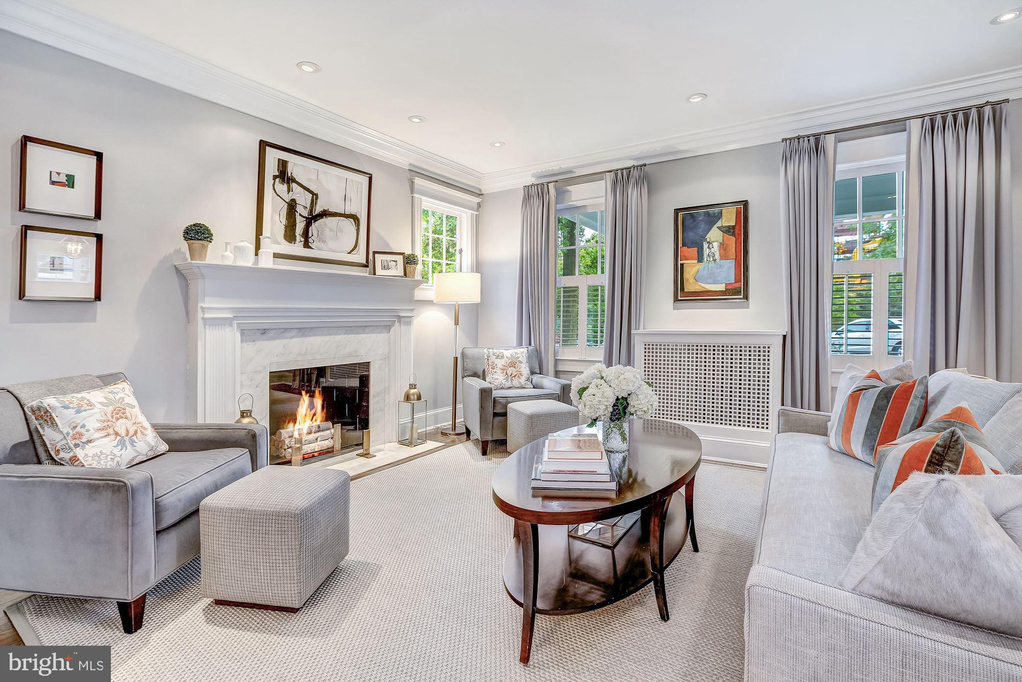 3307 Macomb Street Northwest Washington, DC 20008 - Photo 7 of 47 Formal Living with Marble-Clad Fireplace