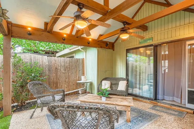 a house view with a seating space