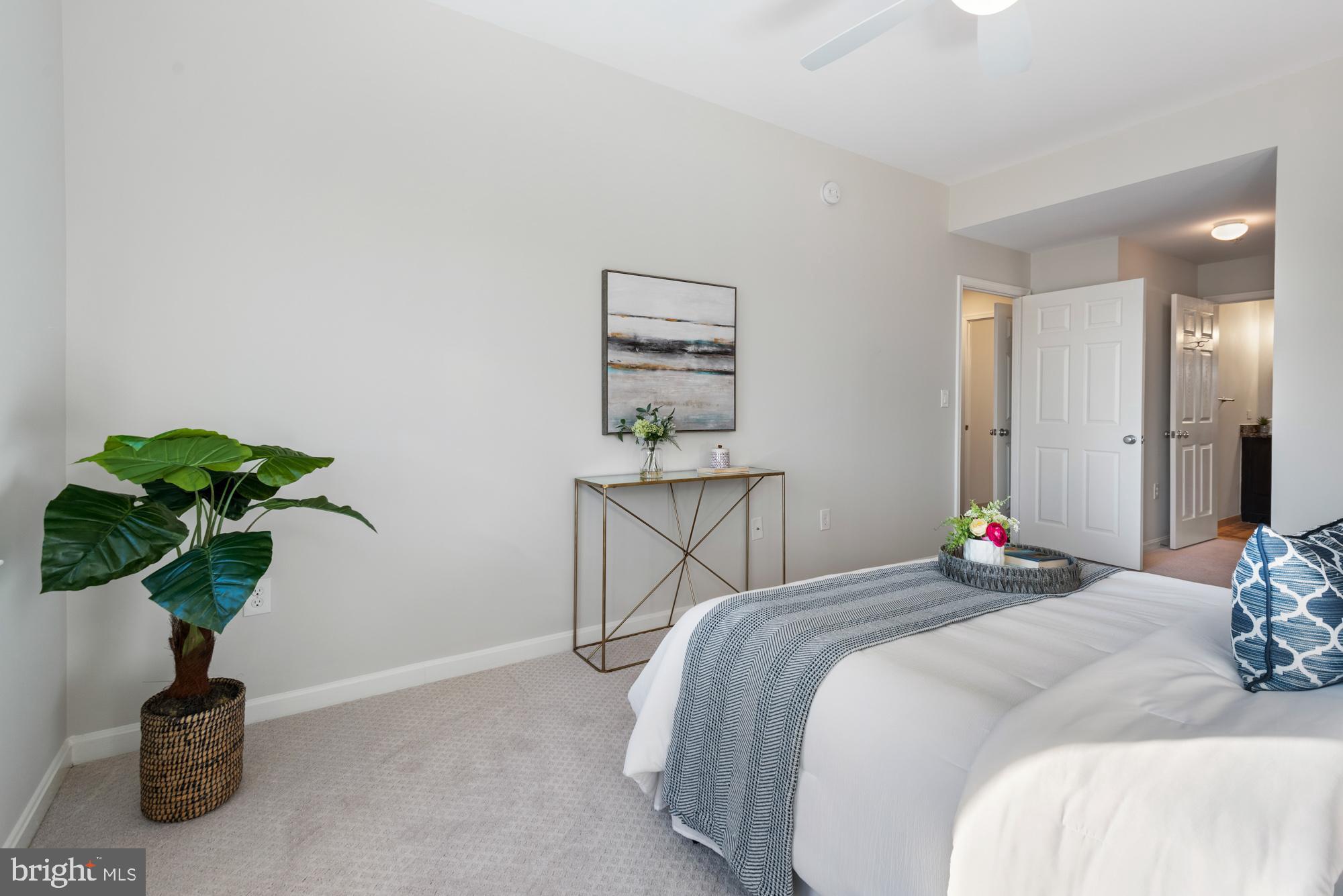 2001 12th Street Northwest, Unit 306 Washington, DC 20009 - Photo 16 of 36 a bedroom with a bed and a potted plant