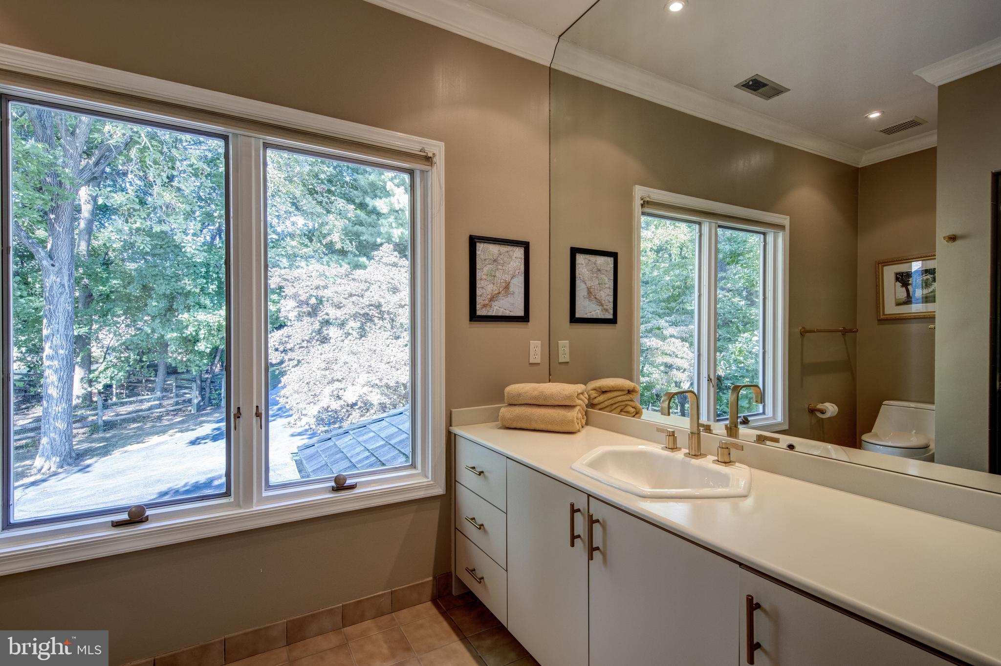 242 Ravenscliff Road Wayne, PA 19087 - Photo 22 of 49 a bathroom with a double vanity sink and large window