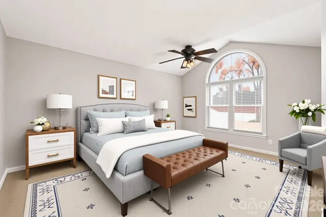 a view of a livingroom with a large window