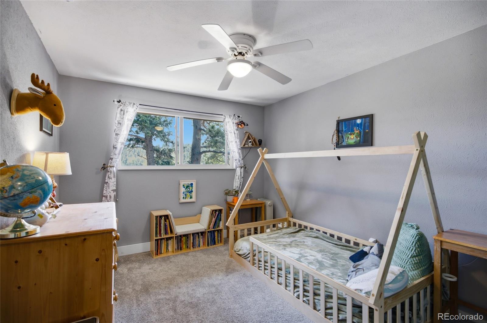 31280 Florence Road Conifer, CO 80433 - Photo 24 of 48 a living room with furniture and a ceiling fan