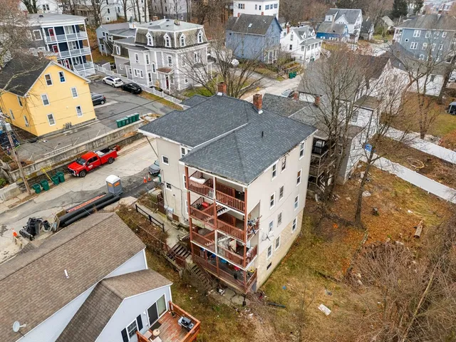 an aerial view of a house