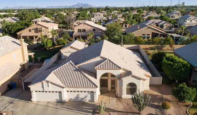 an aerial view of a house