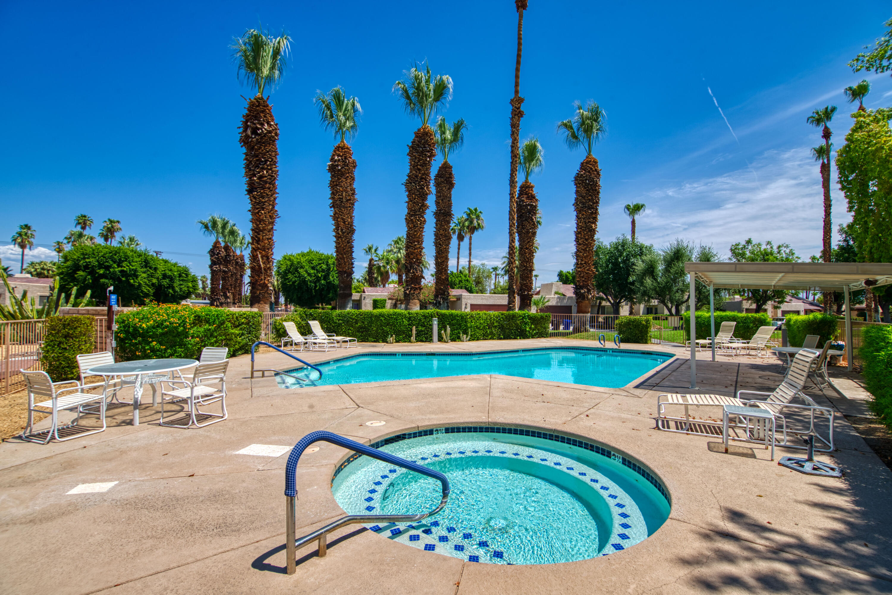 3518 Ridgeview Circle South Palm Springs, CA 92264 - Photo 6 of 32 a view of swimming pool with outdoor seating and yard