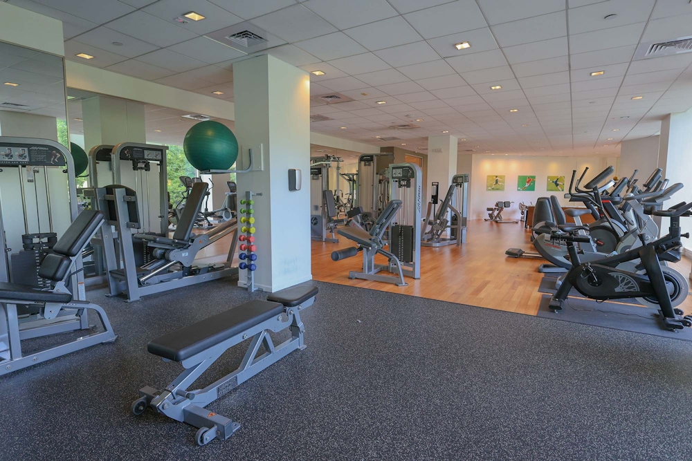 405 Main Street, Unit 9D Manhattan, NY 10044 - Photo 8 of 15 a view of a room with gym equipment