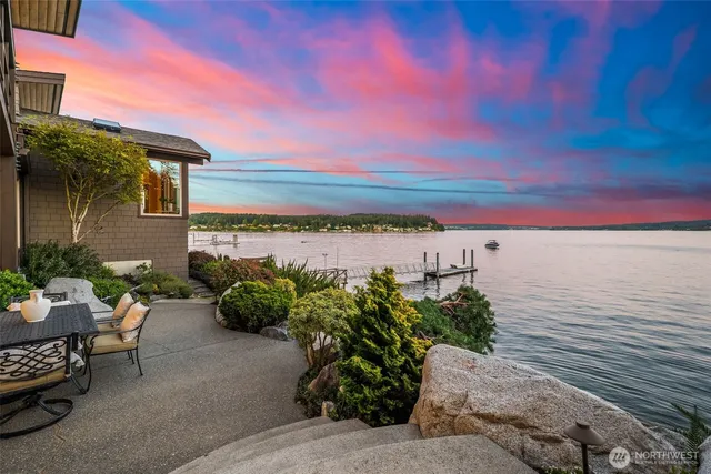 a view of a terrace with chairs