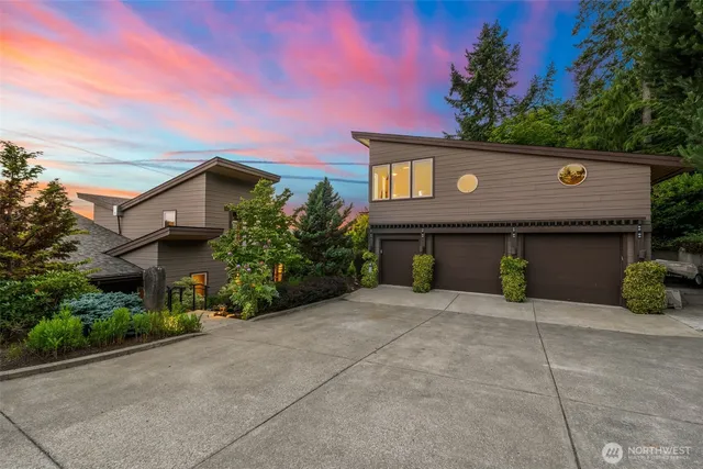 front view of a house with a garage