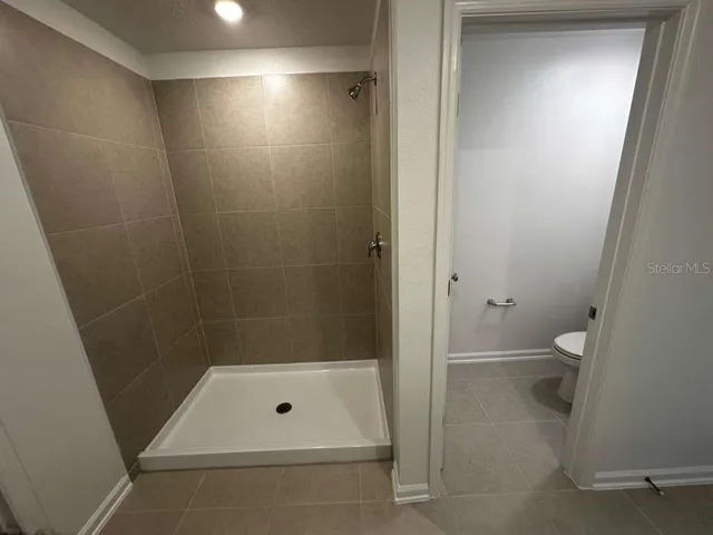a bathroom with a bathtub