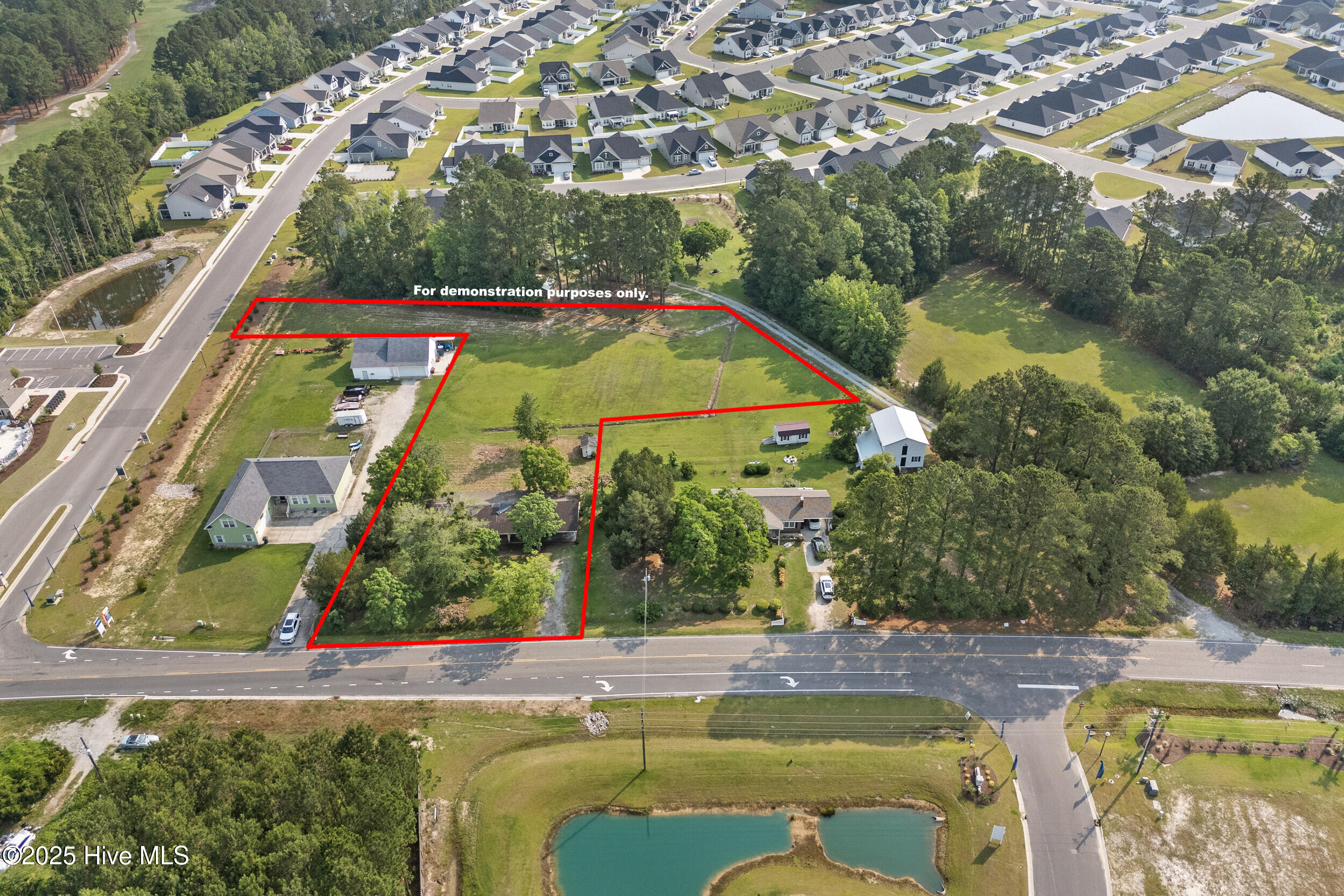 670 Calabash Road Northwest Calabash, NC 28467 - Photo 2 of 28 Outline in red is the proposed area to convey with the manufactured home at 670 Calabash Road