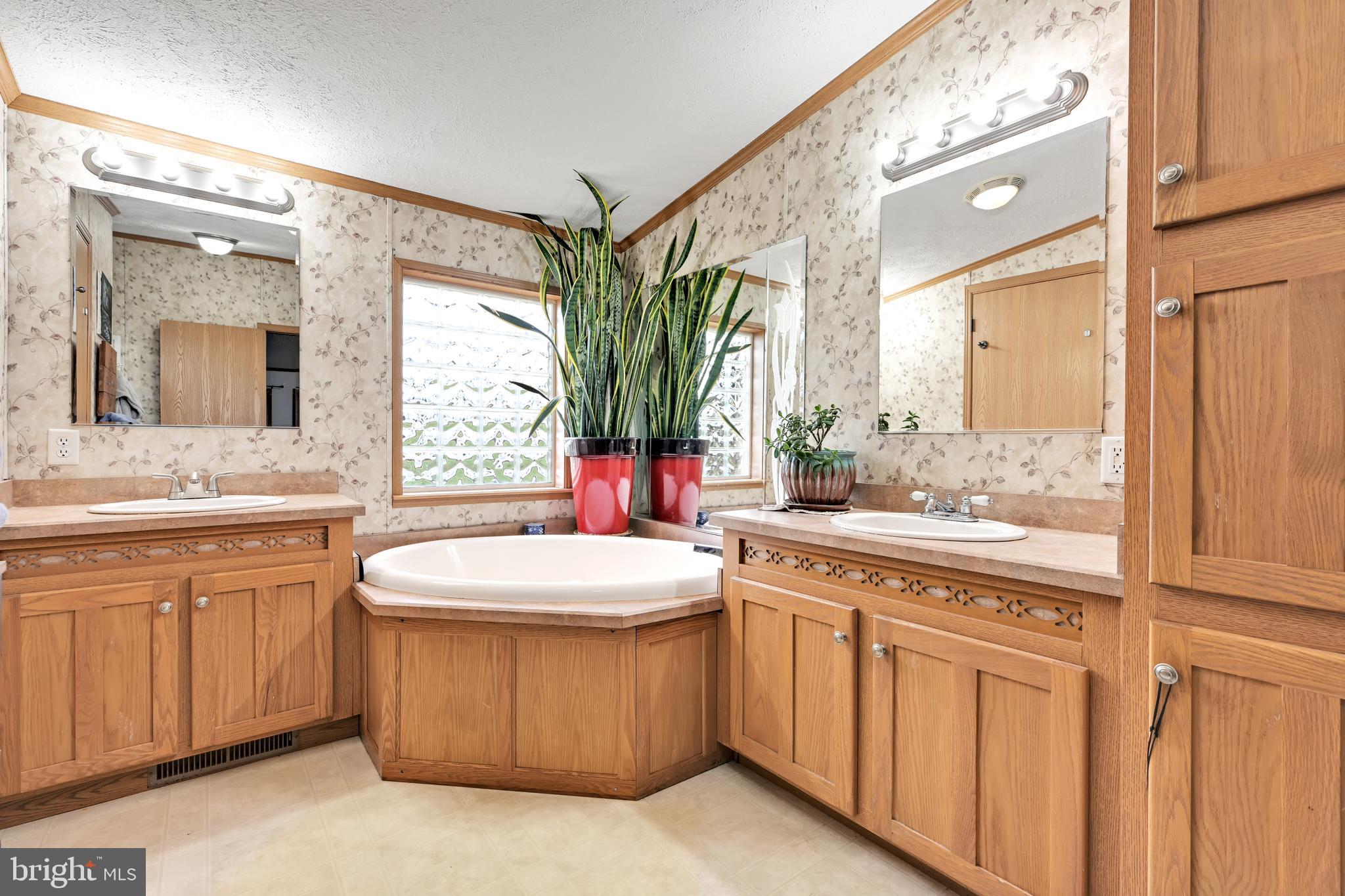 60 Bordnersville Road Jonestown, PA 17038 - Photo 34 of 45 a bathroom with a granite countertop sink mirror and a bathtub