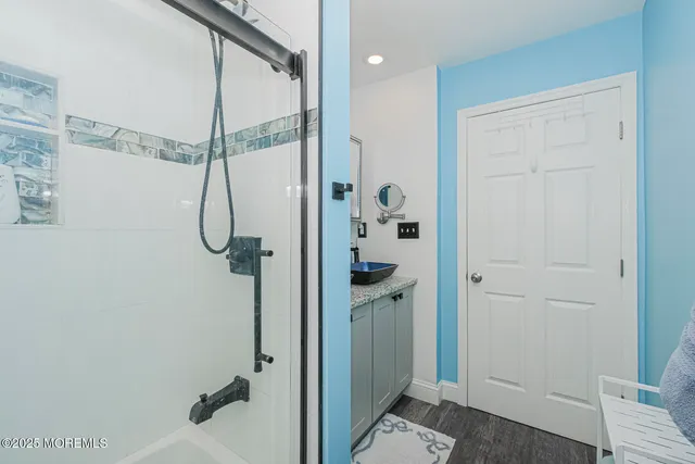 a bathroom with a shower