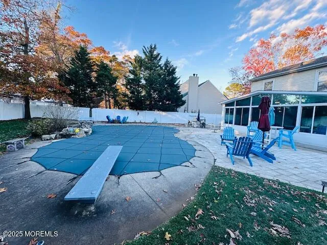 a view of a bench in the garden