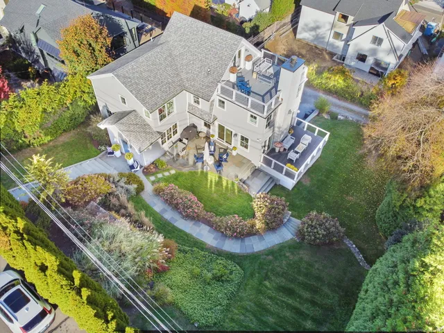 an aerial view of a house