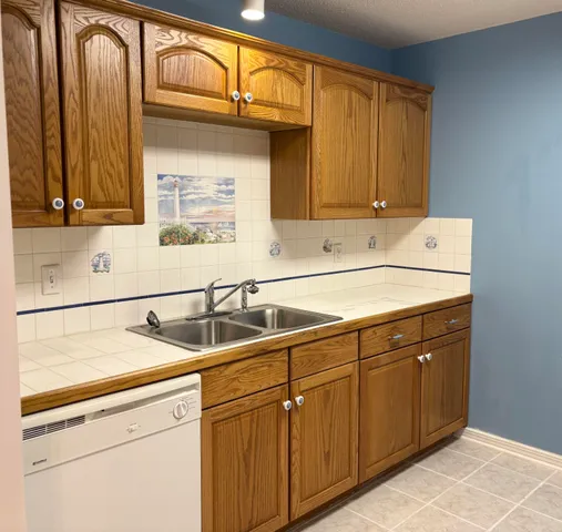 a kitchen with a sink and cabinets