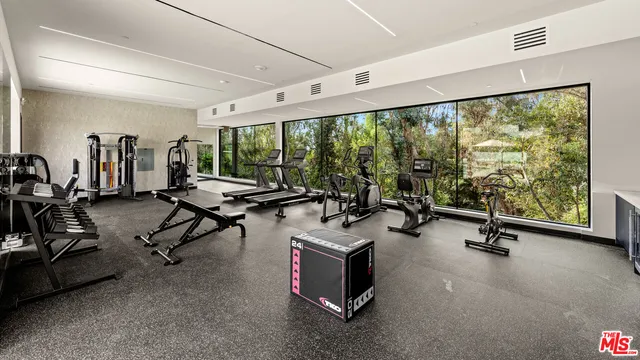 a view of a room with gym equipment