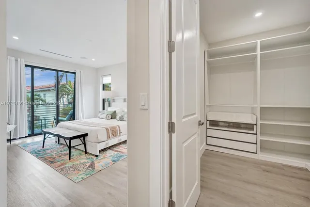 a view of an empty walk in closet