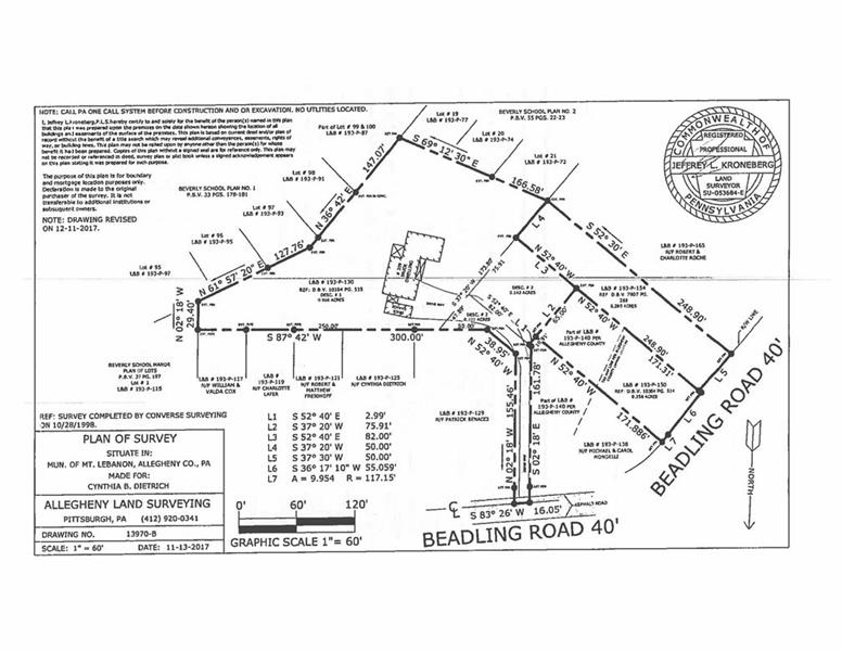 359 Beadling Road Pittsburgh, PA 15228 - Photo 25 of 25 Survey showing dwelling and surrounding lots - 193-P-130, 193-P-140, 193-P-150, 193-P-154. Additional surveys are available.