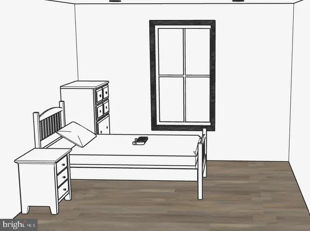 a view of hallway with furniture and a window